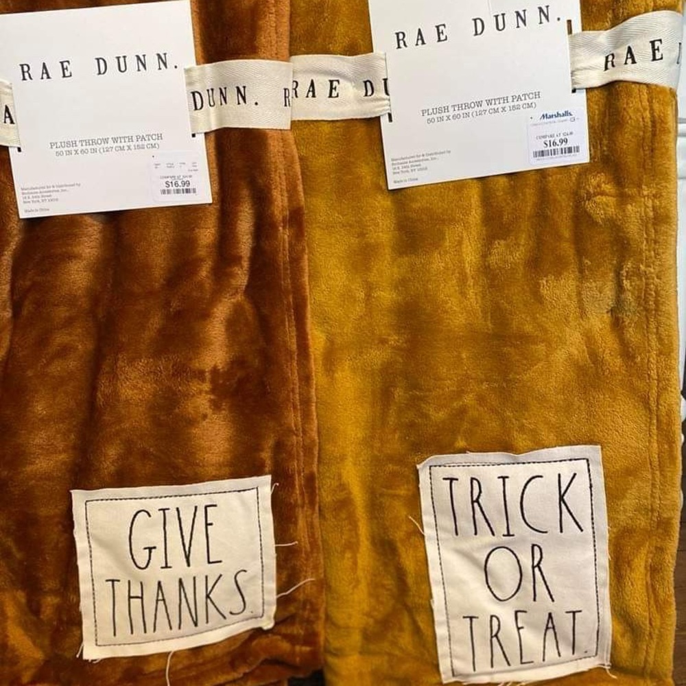 Rae Dunn trick or treat fleece throw